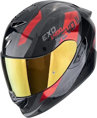 Мотошлем Scorpion Exo Exo-1400 Evo II Carbon Air Platted (р. M, карбон/красный)