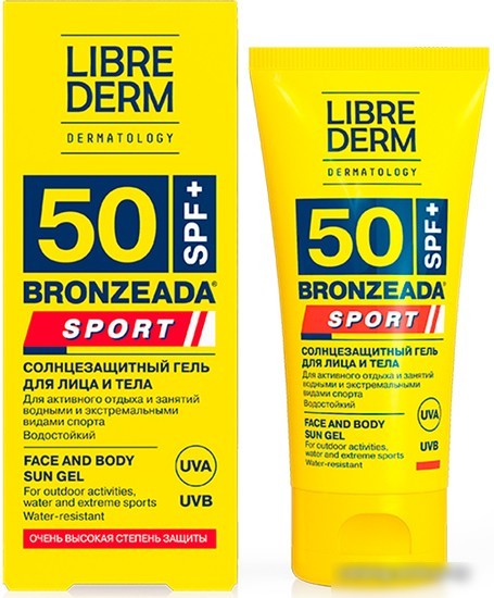 Гель солнцезащитный Librederm Bronzeada Sport Для лица и тела SPF50 (50 мл) Гель солнцезащитный Librederm Bronzeada Sport Для лица и тела SPF50 (50 мл)