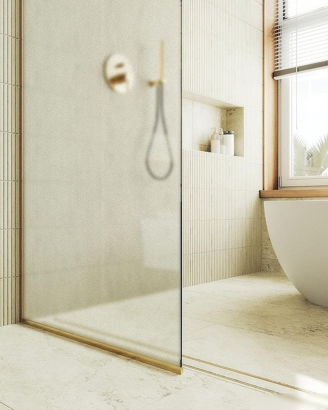 Душевая стенка MaybahGlass 99x195 MGD-1357-3у (сатин стекло/золото)