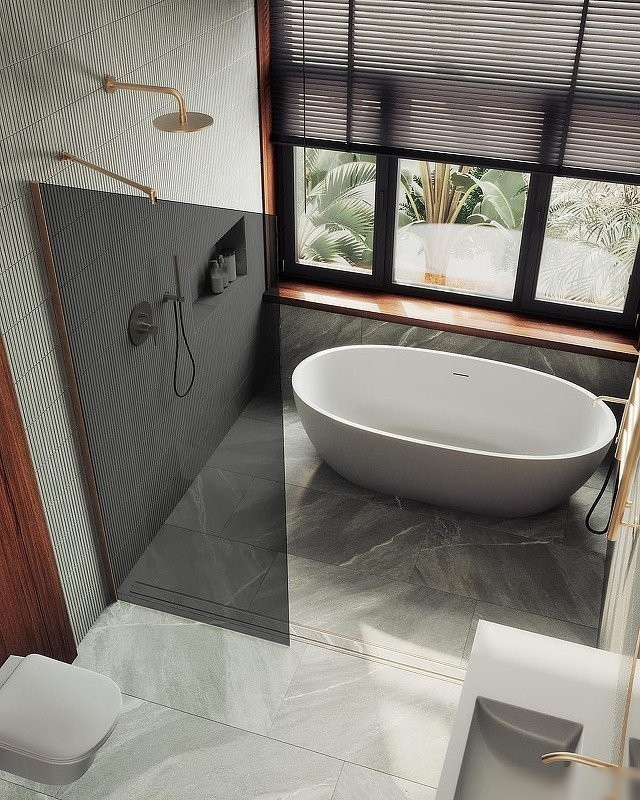 Душевая стенка MaybahGlass 99x195 MGD-1355-2ш (графитовое стекло/бронза)