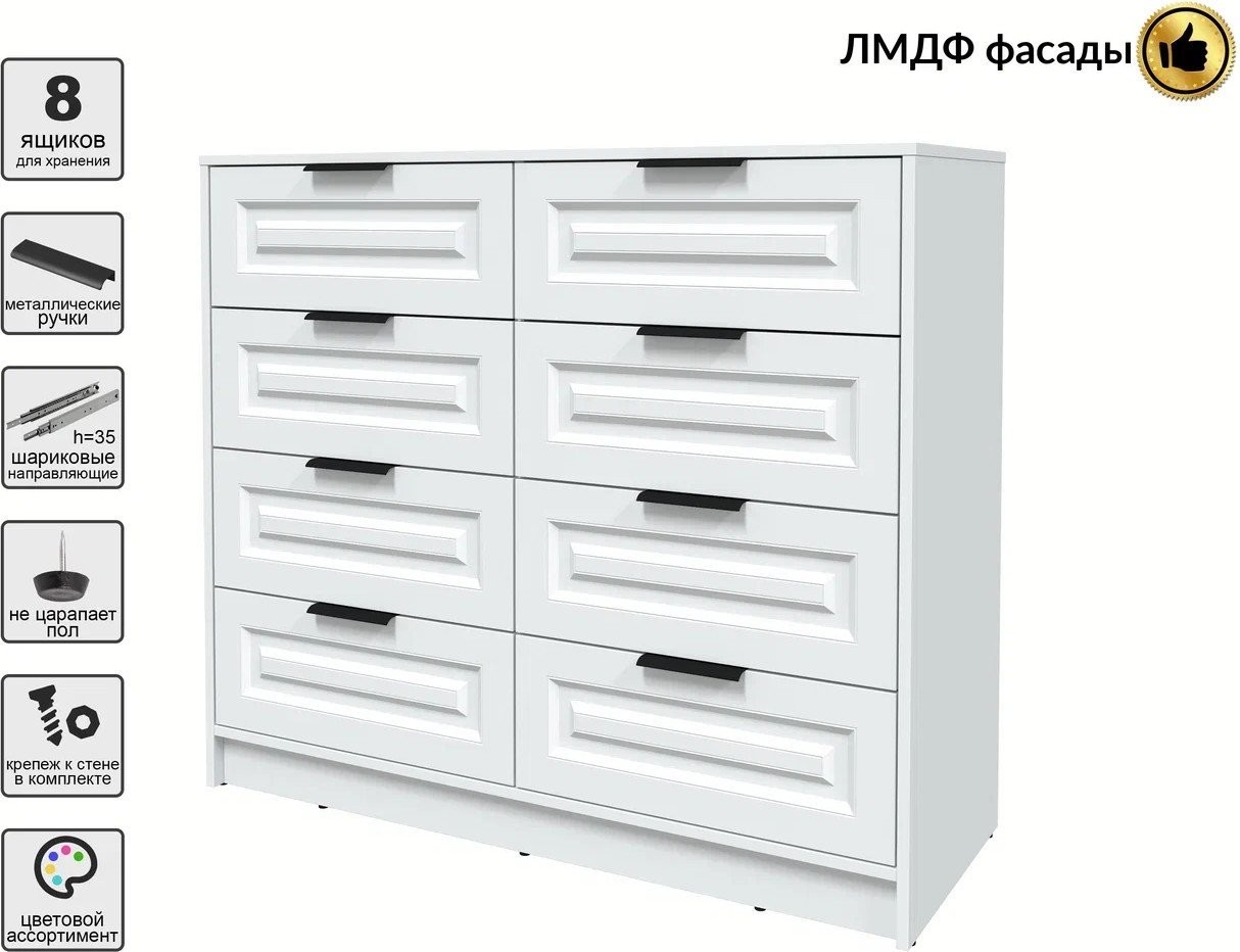 Комод Интерлиния Концепт КТ-К117 Деко (белый платинум/белый)