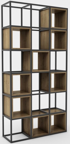 Стеллаж Hype Mebel Грос 105x175 (черный/дуб галифакс олово)