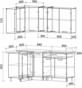 Угловая кухня Интерлиния Мила Лайт 1.2x1.7 (дуб золотой)