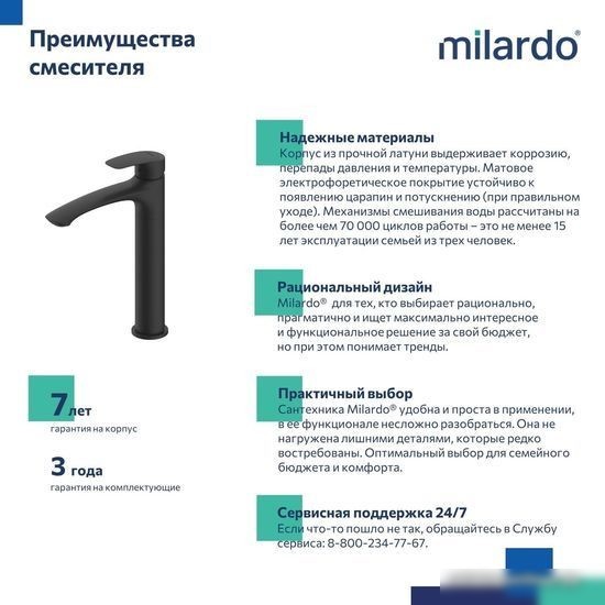 Смеситель Milardo Rora RORBL01M01