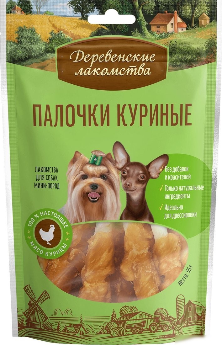 Лакомство для собак Деревенские лакомства Палочки куриные 5x55 г