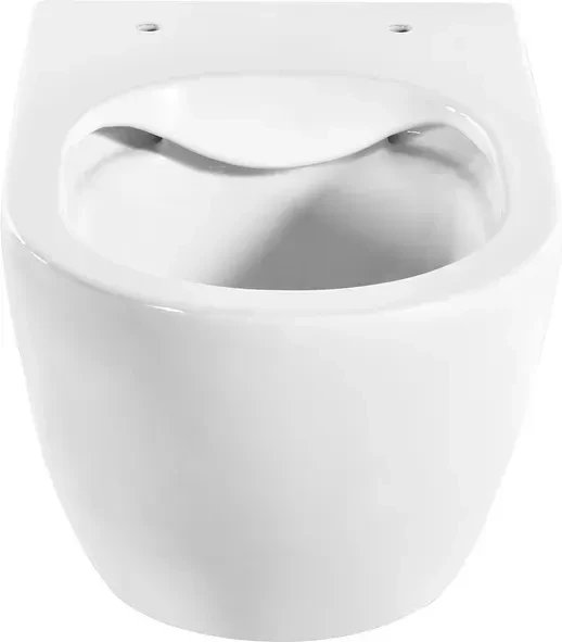 Унитаз подвесной Saniteco Rimless R-209W + 501 + K02-W (с кнопкой, белый)