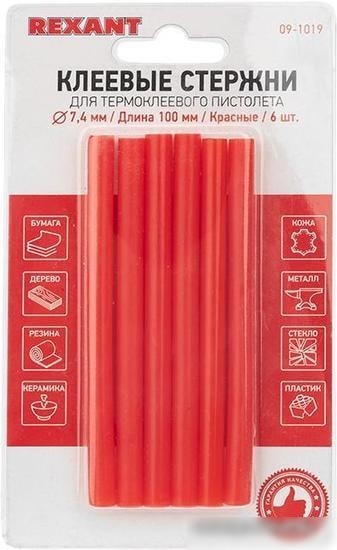 Клеевые стержни Rexant 09-1019 (6 шт, красный)