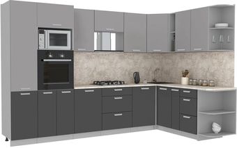 Готовая кухня Интерлиния Мила Лайт 1.88x3.2 правая (серебристый/антрацит/малага)