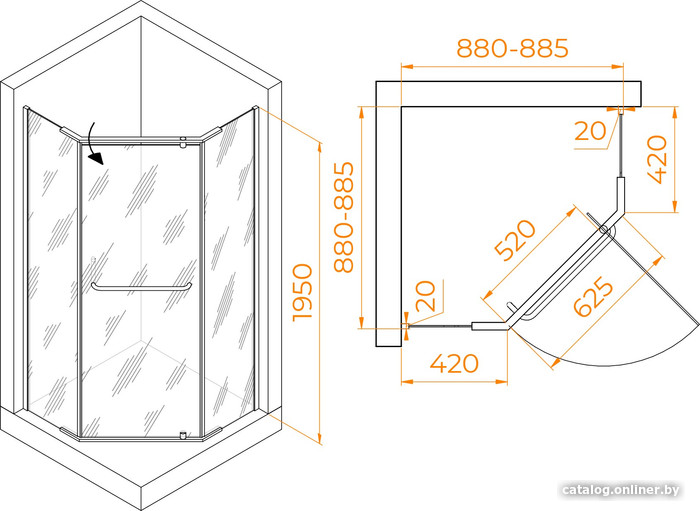 Душевой уголок RGW PA-081B 35088199-14 90x90 (черный/прозрачное стекло)