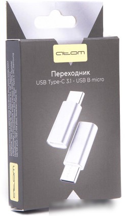 Адаптер Atom USB Type-C - MicroUSB (серебристый)