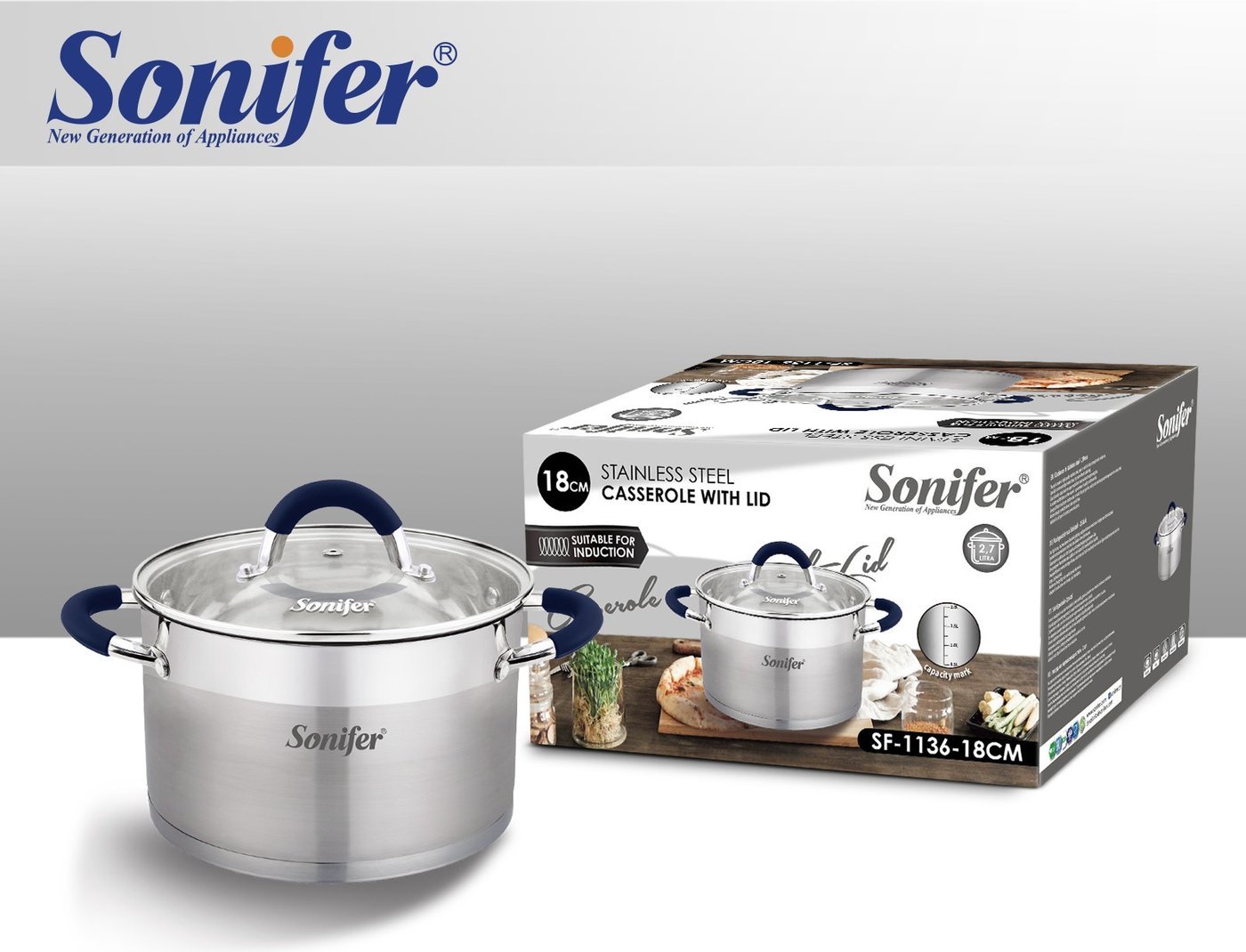 Кастрюля Sonifer SF-1136-18 (с крышкой)