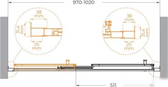 Душевая дверь Cezares MOLVENO-BF-3-100-C-GM-IV