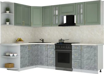 Готовая кухня Интерлиния Мила Шато 1.7x2.7 LV (мята/керамика/опал светлый)