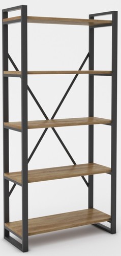 Стеллаж Hype Mebel Стандарт-2 80x200 (черный/дуб галифакс олово)