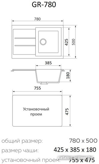 Кухонная мойка Granrus GR-780 (антрацит блэк)