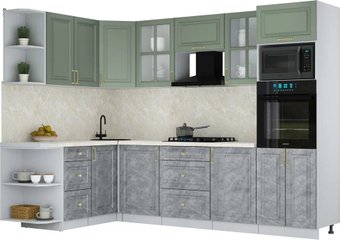 Готовая кухня Интерлиния Мила Шато 1.68x2.8 ВТ LV (мята/керамика/опал светлый)