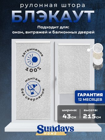 Рулонные шторы Sundays Home LM 97-08 43х215 (светло-серый)