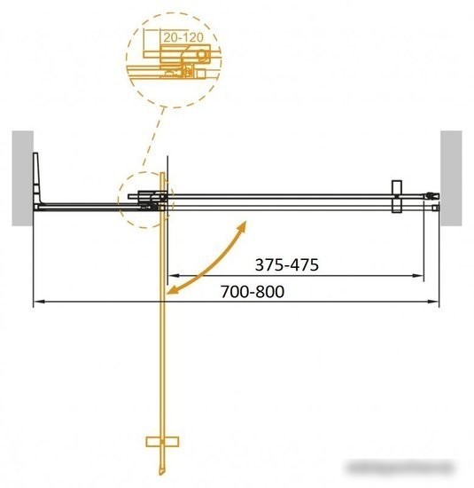 Душевая дверь Cezares SLIDER-B-1-70/80-GRIGIO-Cr