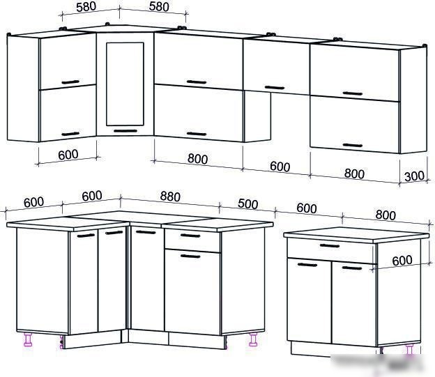 Угловая кухня Интерлиния Мила Gloss 60-12x28 (бордовый/черный глянец)