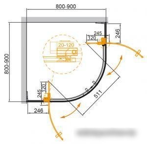 Душевой уголок Cezares SLIDER-R-2-80/90-C-Cr
