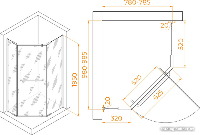 Душевой уголок RGW PA-091B 35089180-14 80x100 (черный/прозрачное стекло)