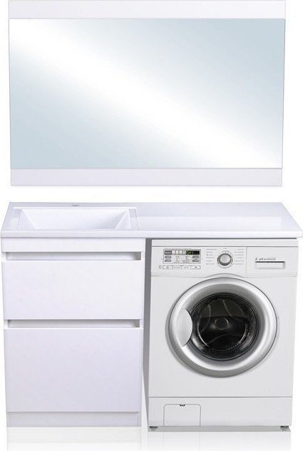Symbolite Тумба с умывальником Даллас 110 Люкс Plus + Даллас 110x48 (левый, белый)