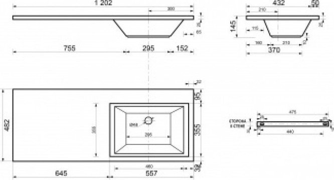 Умывальник Symbolite Estetus Даллас 120x48 правый