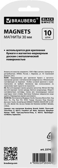 Набор магнитов BRAUBERG Black&White 237466 (10шт)