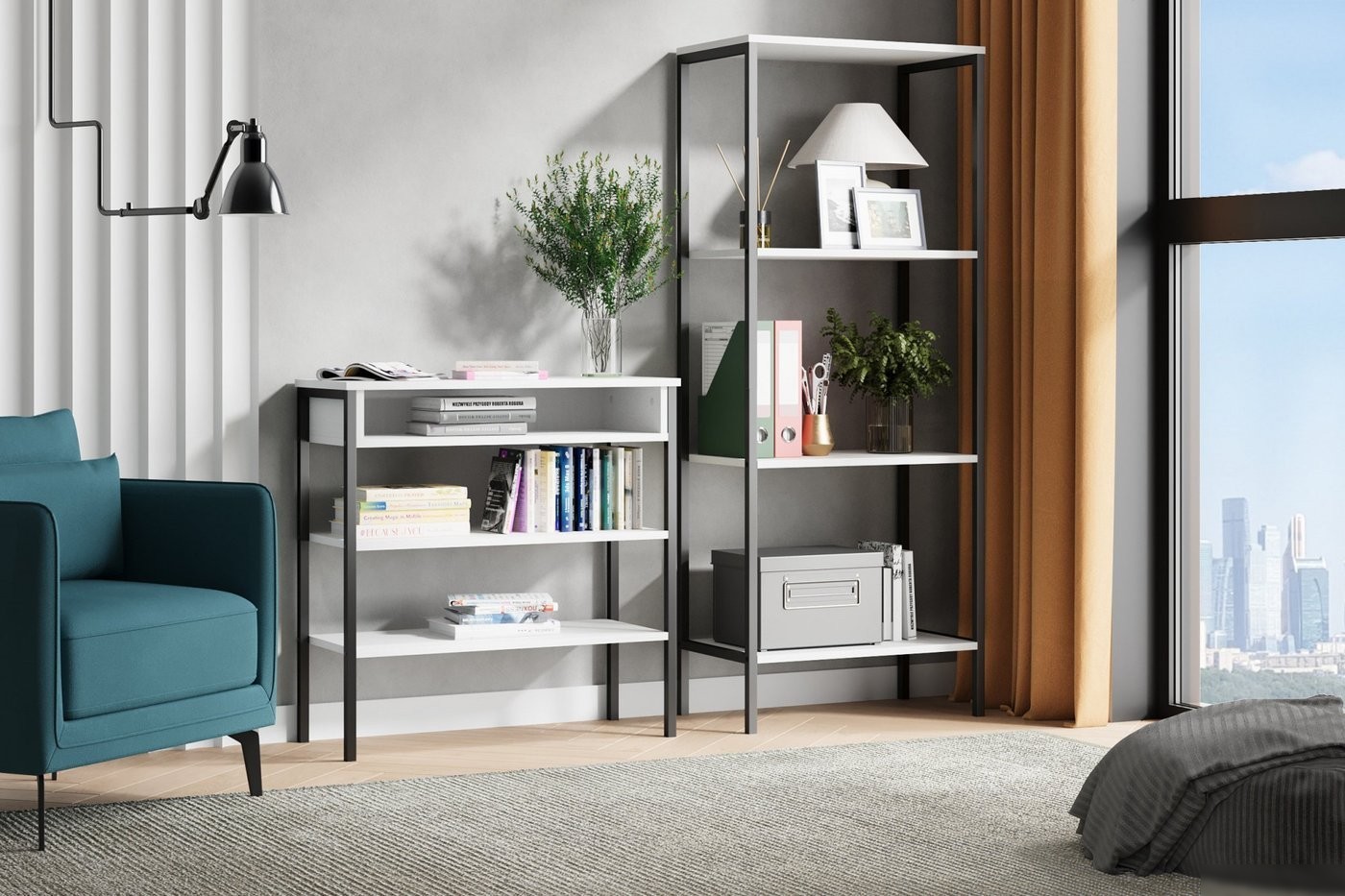 Стеллаж Mio Tesoro Joy Loft (белый/черный)