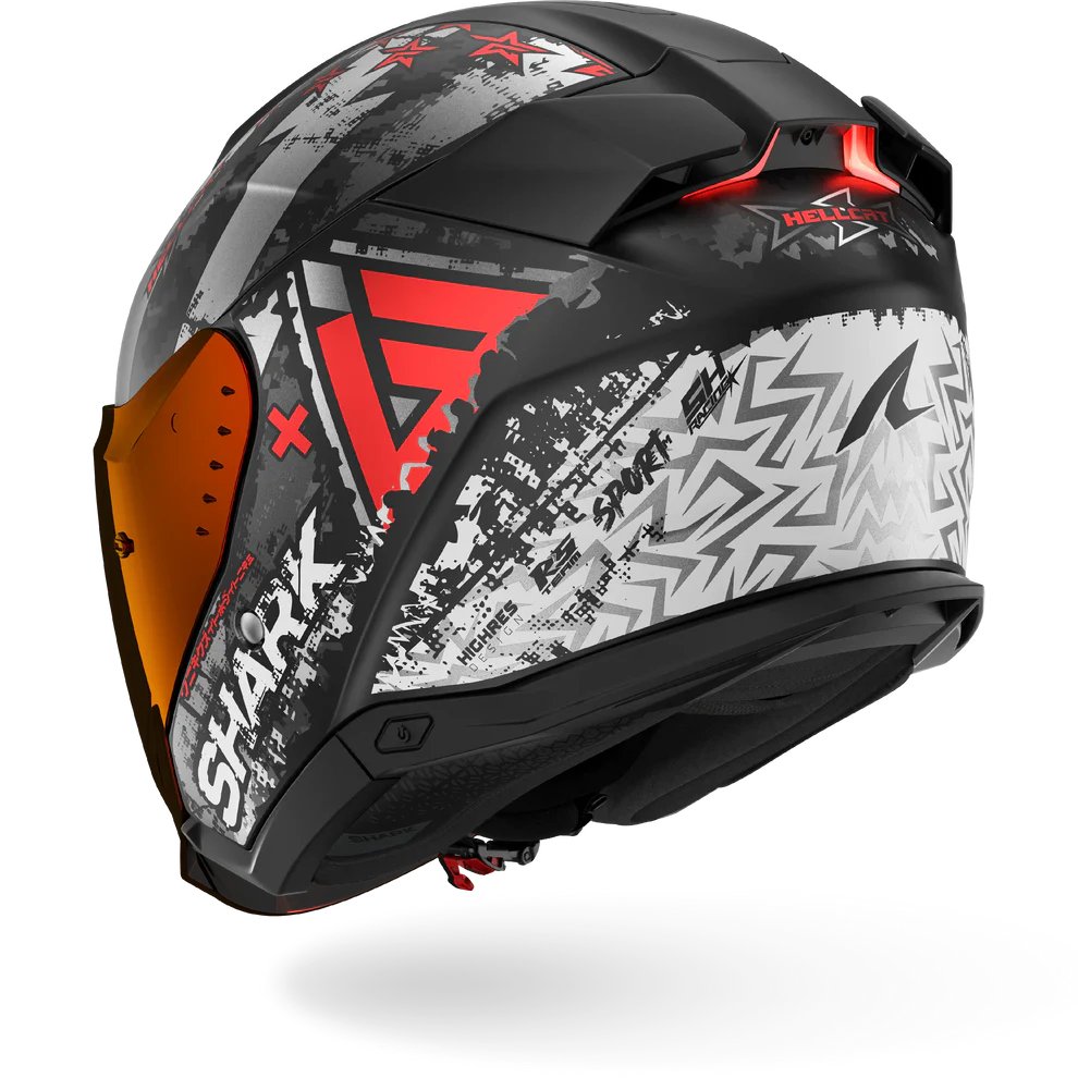 Мотошлем Shark Helmets Skwal i3 Jet Hellcat Mat HE3511E-KUR-M (M, черный/хром/красный)