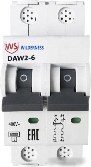 Выключатель автоматический Wilderness DAW2-6 2P 2A C 6kA DAW2-6-2-C002