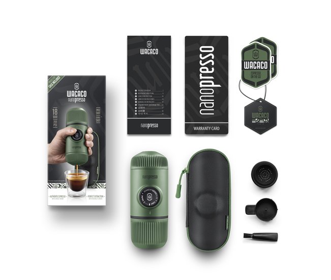 Ручная кофеварка WACACO Nanopresso Moss Green + Case