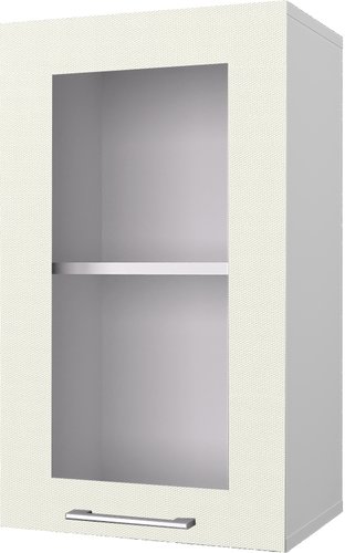 Шкаф навесной Горизонт Оптима 40 с витриной (холст молоко)