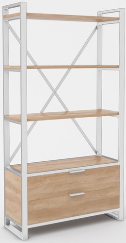 Стеллаж Hype Mebel Стандарт Люкс 80x200 (белый/дуб галифакс натуральный)