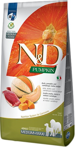 Сухой корм для собак Farmina N&D Pumpkin Duck & Cantaloupe Adult Medium & Maxi (для взрослых средних и крупных пород с уткой, тыквой, мускусной дыней) 12 кг
