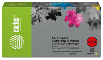 Картридж CACTUS CS-PFI320Y (аналог Canon PFI320Y)