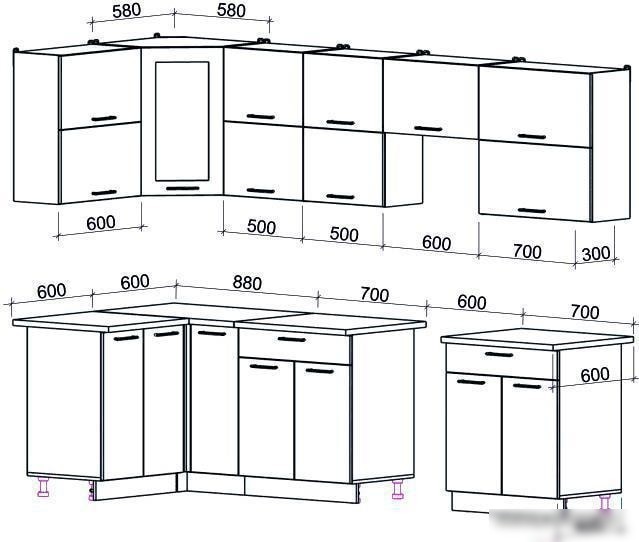 Угловая кухня Интерлиния Мила Gloss 60-12x29 (ваниль/шоколад глянец)
