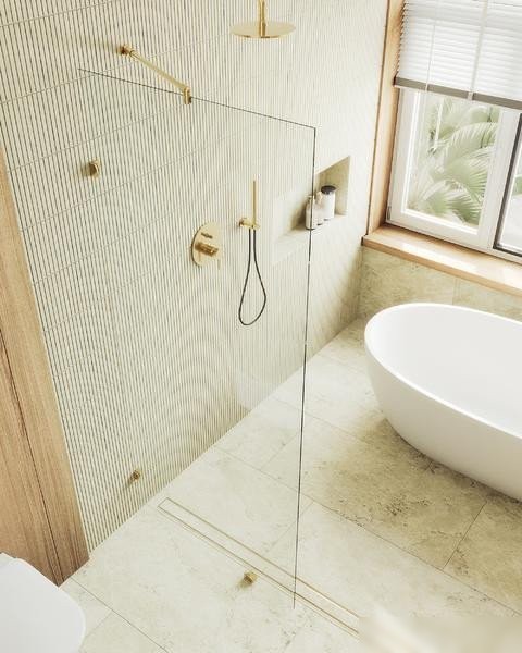 Душевая стенка MaybahGlass 79x195 MGD-259-3 (прозрачное стекло/золото)
