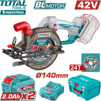 Дисковая (циркулярная) пила Total TSLI4214012 (с 2-мя АКБ)