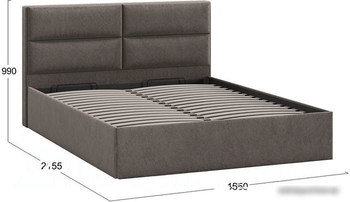 Кровать Трия Глосс универсальный тип 1 с ПМ и заглушиной 160x200 (Wellmart Latte)