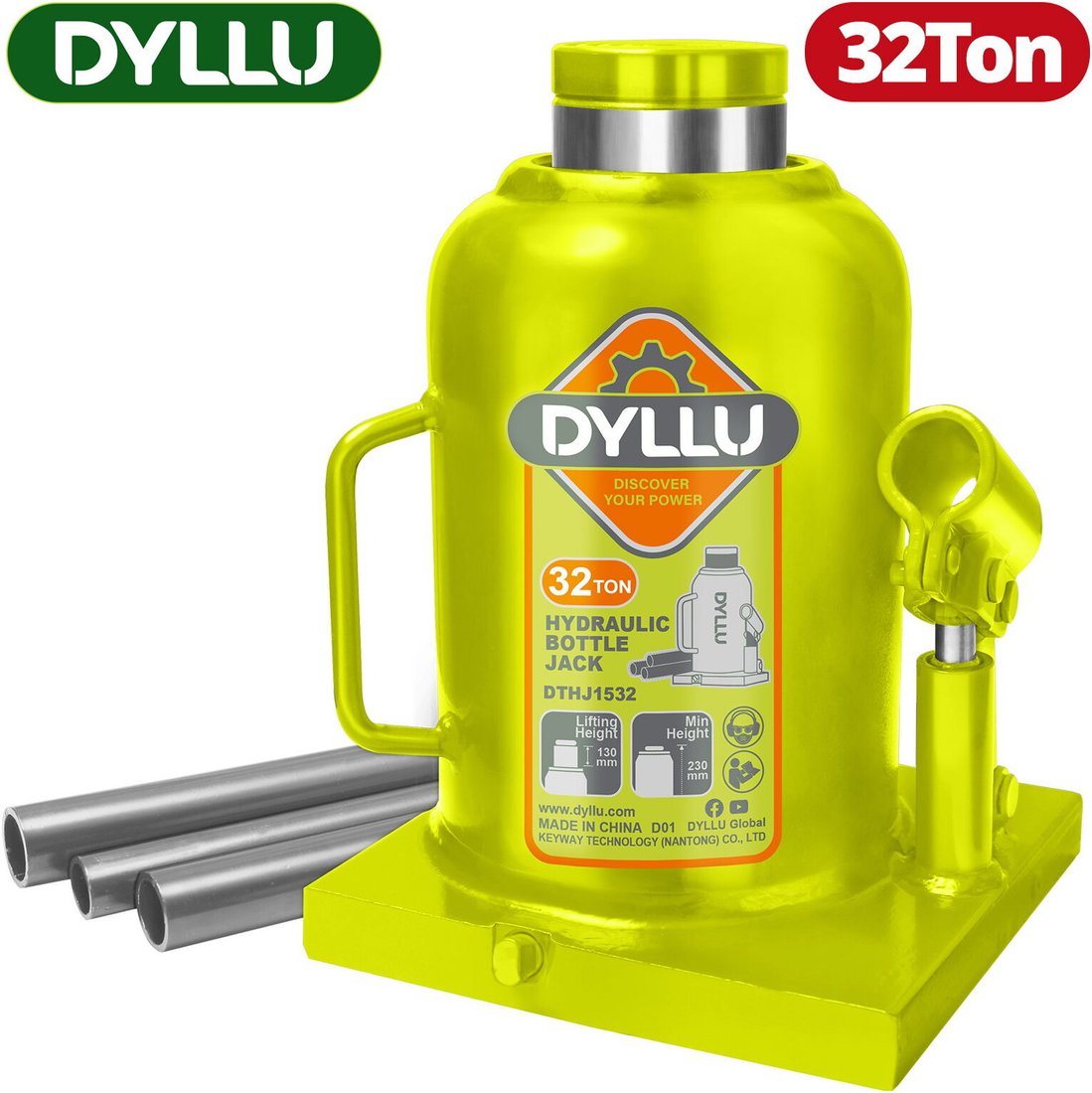 Бутылочный домкрат Dyllu DTHJ1532 32т Бутылочный домкрат Dyllu DTHJ1532 32т