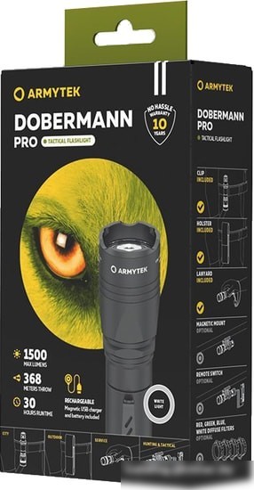 Фонарь Armytek Dobermann Pro Magnet USB (белый)
