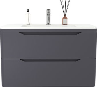Symbolite Тумба под умывальник Марелла 90 Люкс Plus 2 ящика (подвесная, графит)