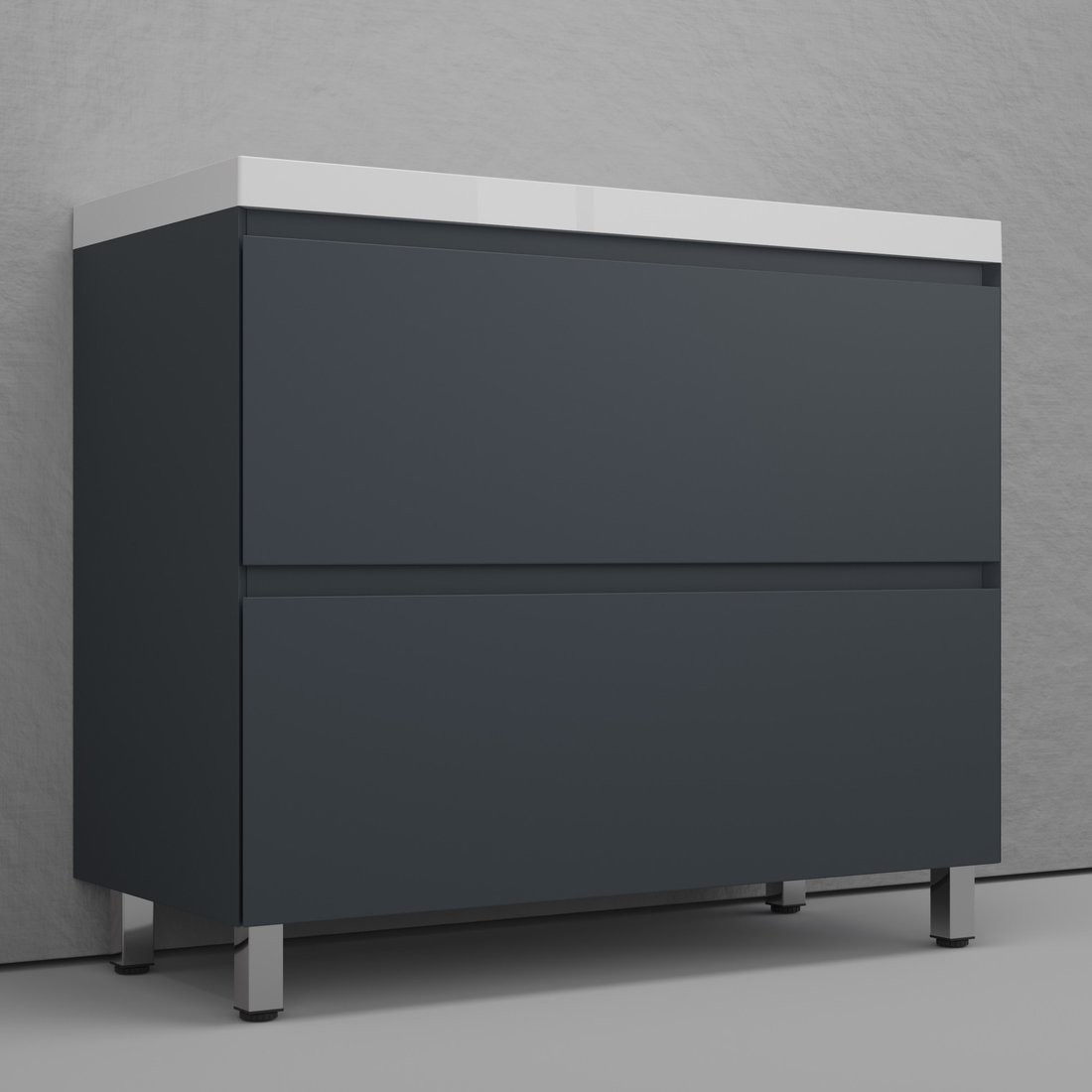 Symbolite Тумба под умывальник Манхэттен 100 Plus 2 ящика + Line 100x48 (графит/жасмин)