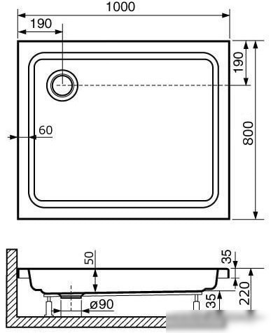 Душевой поддон RGW Style 100x80