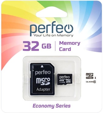 Карта памяти Perfeo microSDHC PF32GMCSH10AES 32GB (с адаптером)