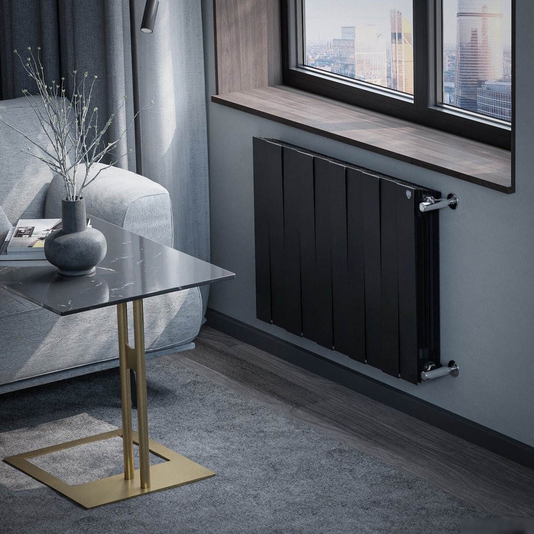 Биметаллический радиатор Royal Thermo PianoForte 500 Черный - 10 секций
