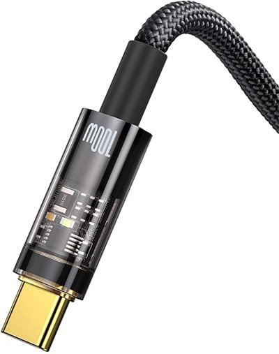 Кабель Baseus Explorer Series Auto Power-Off Fast Charging USB Type-A -USB Type-C (1 м, черный)