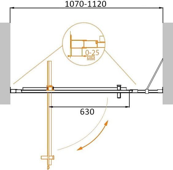 Душевая дверь Cezares MOLVENO-BA-11-90+20-C-Cr-IV 110x190