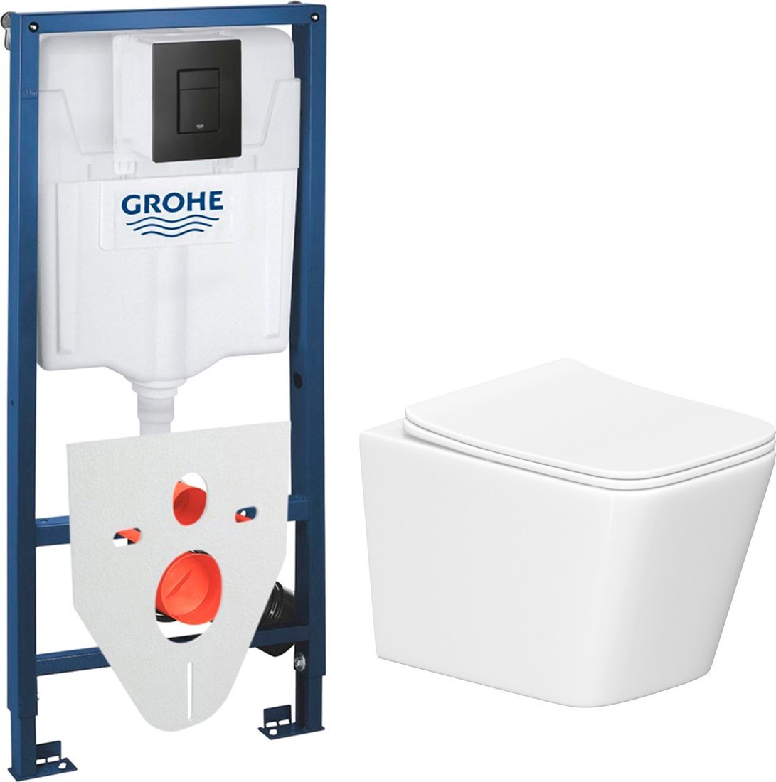 Унитаз подвесной Lauter Square 214903 + GROHE Solido 38811KF0 + GROHE 37131000 (прямоугольная, черный) Унитаз подвесной Lauter Square 214903 + GROHE Solido 38811KF0 + GROHE 37131000 (прямоугольная, черный)